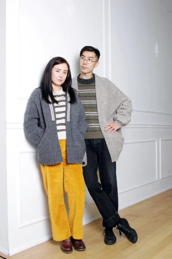 Ladies' and mens' fluffy knitted cardigans